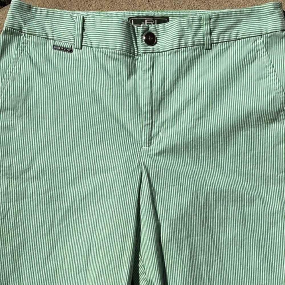 L-RL RALPH LAUREN GREEN AND WHITE STRIPE SHORTS WOMENS SIZE 6​ - Picture 2 of 8
